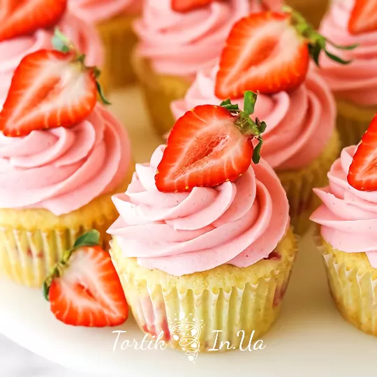 Капкейки з полуницею