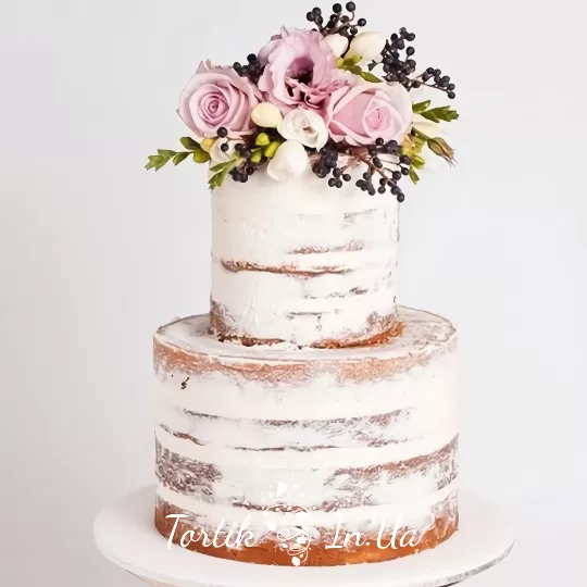 Весільний торт з живими квітами
