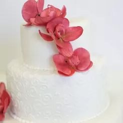 Весільний торт з червоними орхідеями