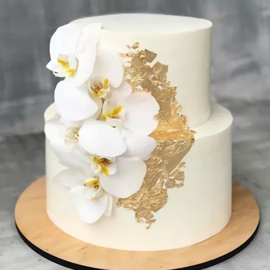 Весільний торт з орхідеями
