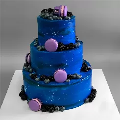 Весільний торт у синьому кольорі без мастики